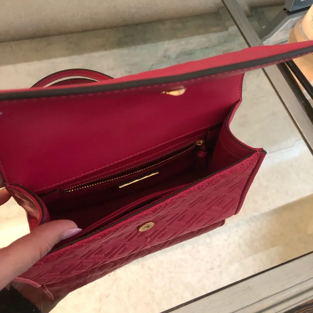 Tory Burch Red Quilted Chain-Strap Shoulder Bag